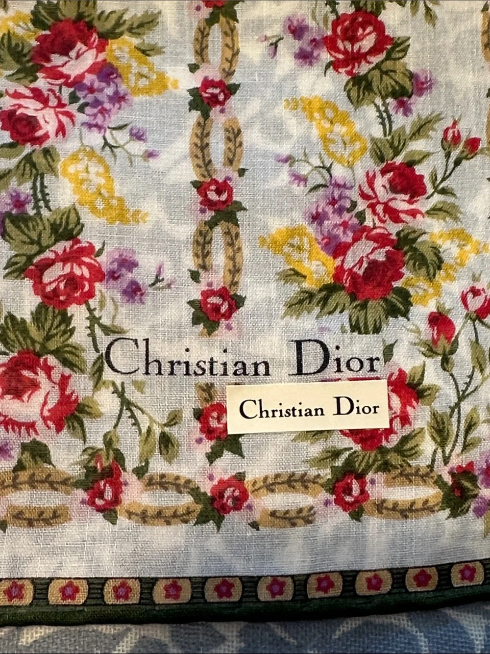 Christian Dior Floral Silk Hair Scarf/Handkerchief - NEW